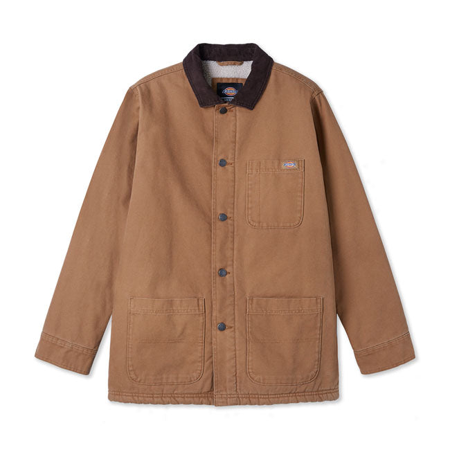 Brown men's cotton jacket, button closure