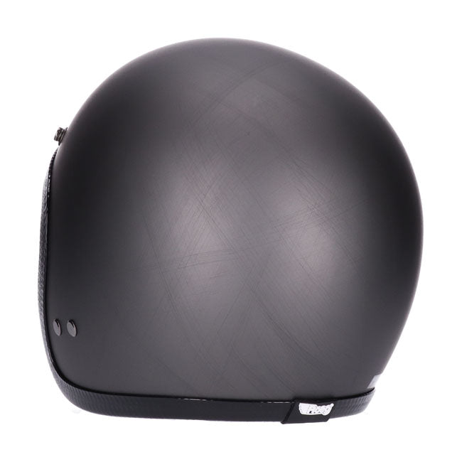 glossy black vintage jet helmet with black visor; comfort lining in microtec with premium leather details and chrome profile