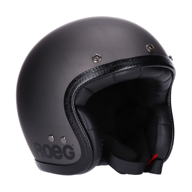 glossy black vintage jet helmet with black visor; comfort lining in microtec with premium leather details and chrome profile