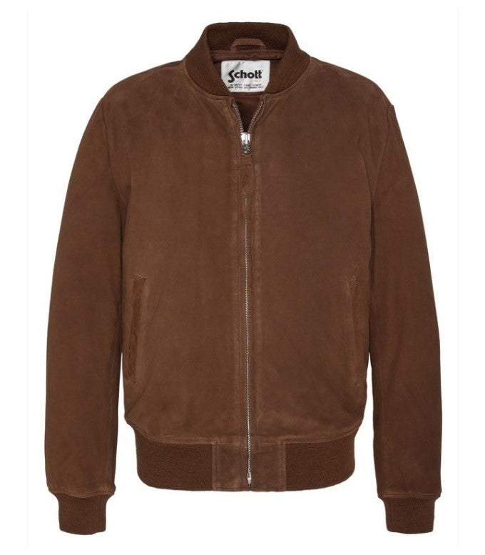 Bomber scamosciato Slim-Fit Cognac