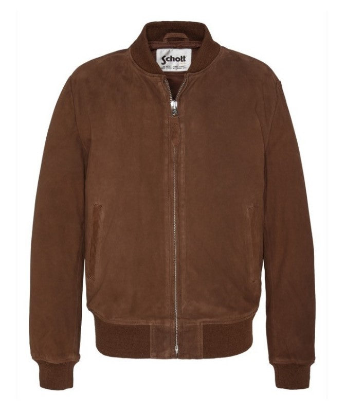 Bomber scamosciato Slim-Fit Cognac