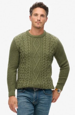 SUPERDRY JACOB CABLE JUMPERMOSS GREEN