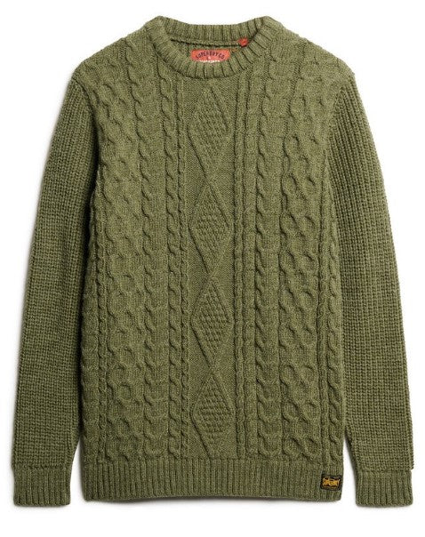 SUPERDRY JACOB CABLE JUMPERMOSS GREEN