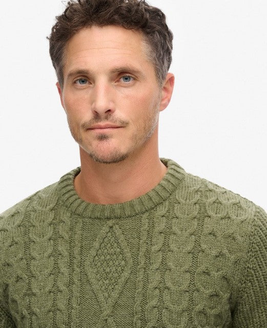 SUPERDRY JACOB CABLE JUMPERMOSS GREEN