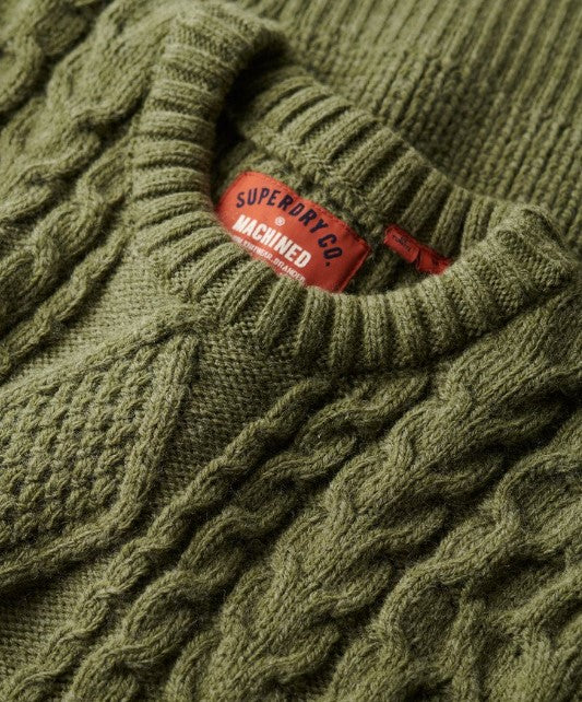 SUPERDRY JACOB CABLE JUMPERMOSS GREEN