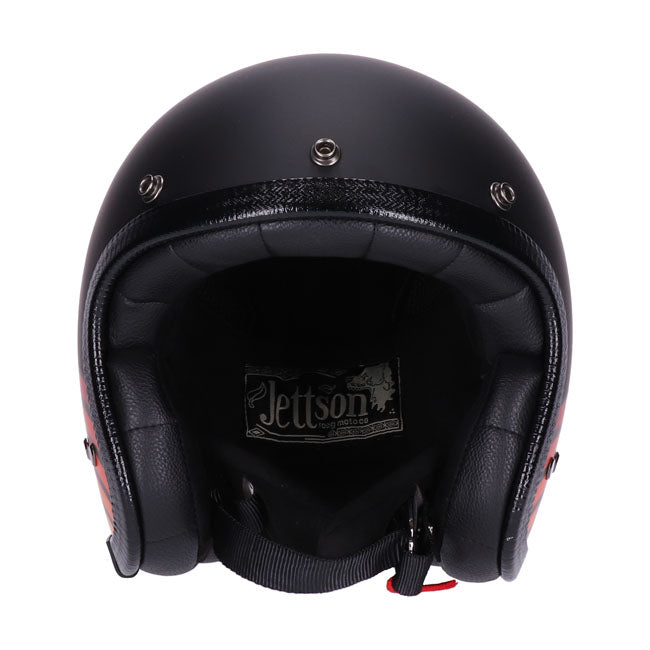 casco jet vintage lucido nero con visiera nera; omologato con approvazione ece-r22.05; fodera comfort in microtec con dettagli in pelle premium e profilo cromat