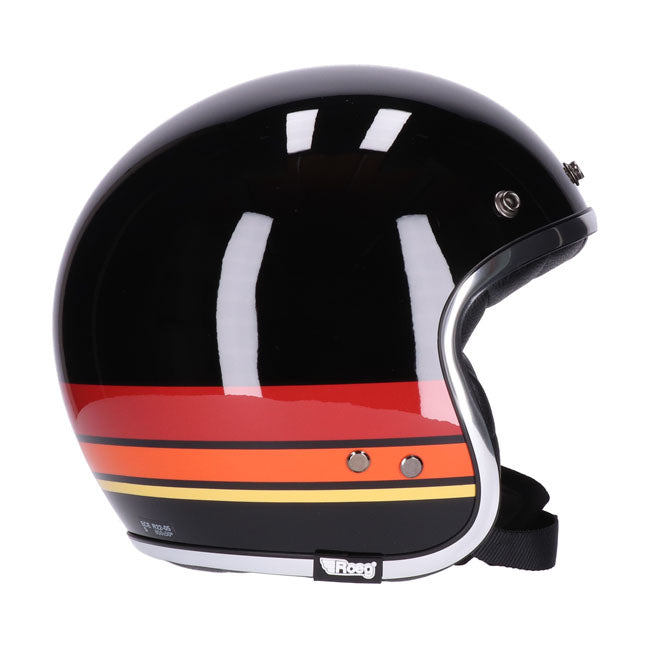 casco jet vintage lucido nero con visiera nera; omologato con approvazione ece-r22.05; fodera comfort in microtec con dettagli in pelle premium e profilo cromat