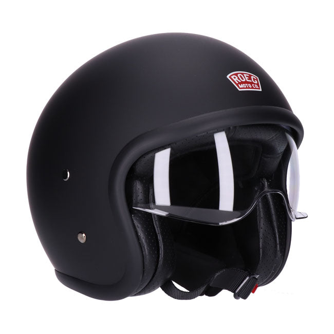 casco jet vintage opaco nero con visiera interna