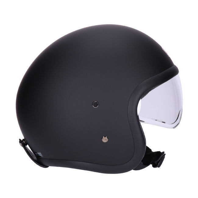 casco jet vintage opaco nero con visiera interna