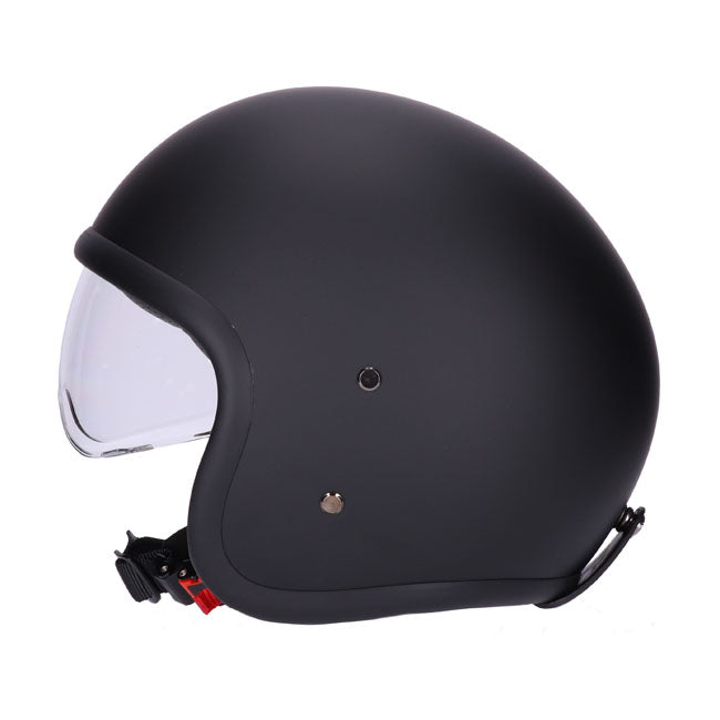 casco jet vintage opaco nero con visiera interna