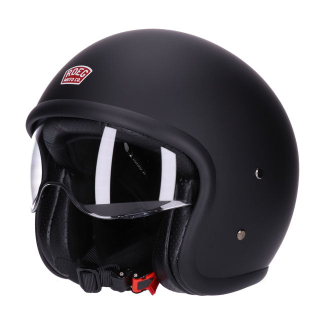 casco jet vintage opaco nero con visiera interna