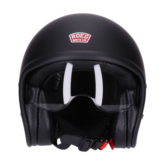 casco jet vintage opaco nero con visiera interna